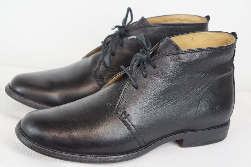 RARE Womens Frye Phillip Chukka Leather Ankle Boot Black Shoes Lace Up Sz: 10 B